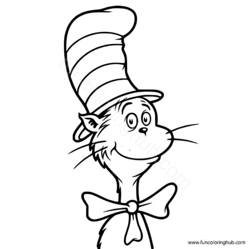 Cat in the hat face coloring page
