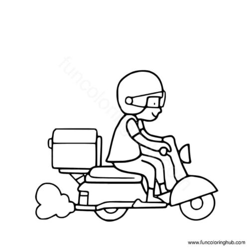 Food delivery boy coloring page Food delivery boy coloring page