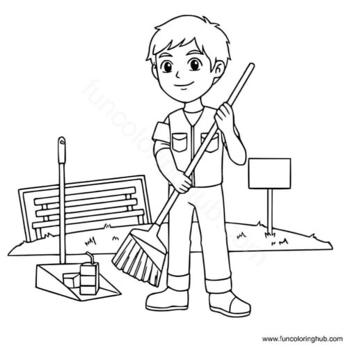 Garbage collector coloring page Garbage collector coloring page