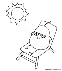 Pear and sun coloring page Pear and sun coloring page