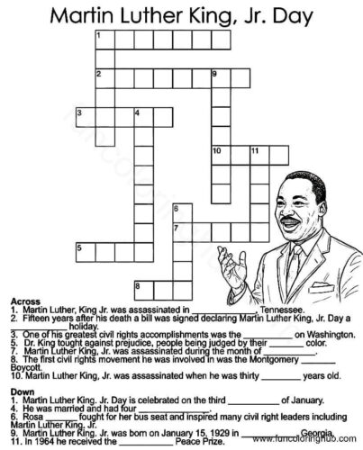 Printable Martin Luther King Jr Day activity sheet