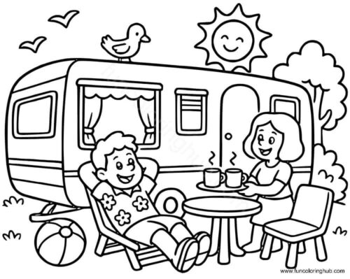 RV Camping Coloring Pages