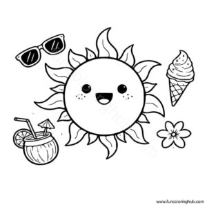 Summer sun coloring page Summer sun coloring page