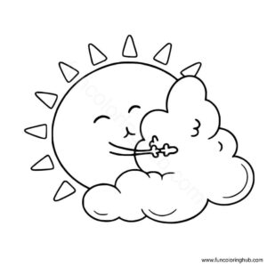 Sun and cloud coloring page Sun and cloud coloring page