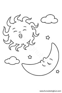 Sun and moon coloring page Sun and moon coloring page