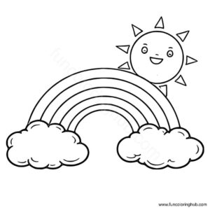 Sun and rainbow coloring page Sun and rainbow coloring page