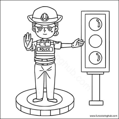 Traffic police coloring page community helper Traffic police coloring page community helper
