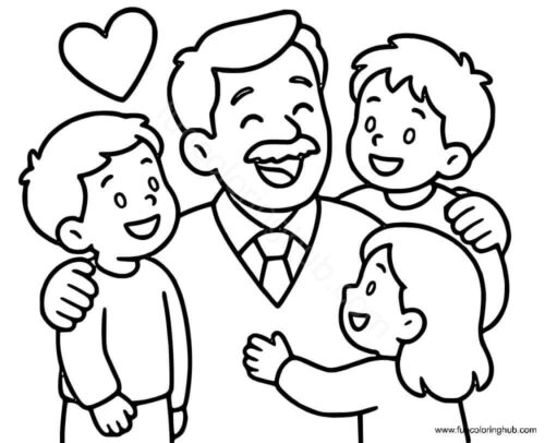Father With Kids Coloring Pages Father With Kids Coloring Pages