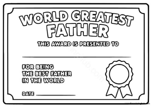Fathers Day Certificate Coloring Page Fathers Day Certificate Coloring Page