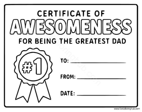 Fathers Day Certificate Coloring Pages Free Fathers Day Certificate Coloring Pages Free