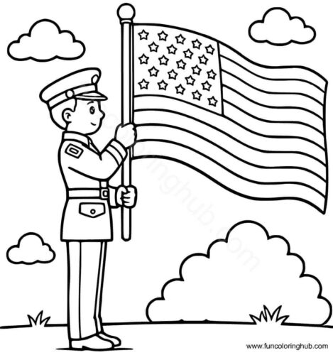 Flag Day Ceremony Coloring Page