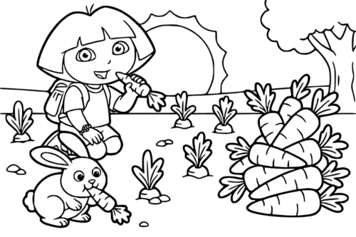 Dora Enjoying Summer Coloring Page Dora Enjoying Summer Coloring Page