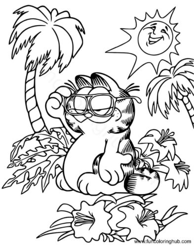 Garfield Summer Coloring Pages Garfield Summer Coloring Pages