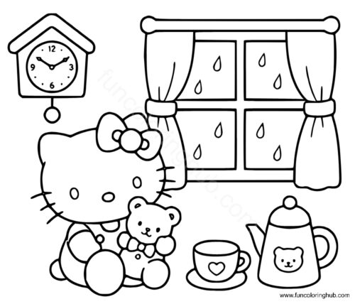 Hello Kitty Rainy Day Coloring Pages Printable Hello Kitty Rainy Day Coloring Pages Printable