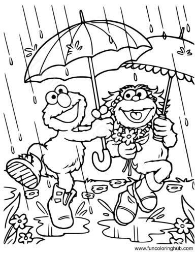Muppets Enjoying Rainfall Coloring Sheets Muppets Enjoying Rainfall Coloring Sheets