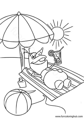 Olaf In The Beach Summer Coloring Page Olaf In The Beach Summer Coloring Page