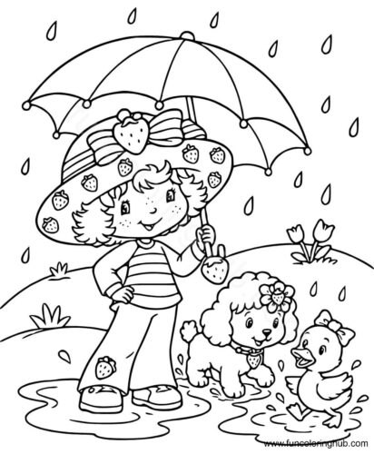 Strawberry Shortcake Rainy Day Coloring Image Strawberry Shortcake Rainy Day Coloring Image