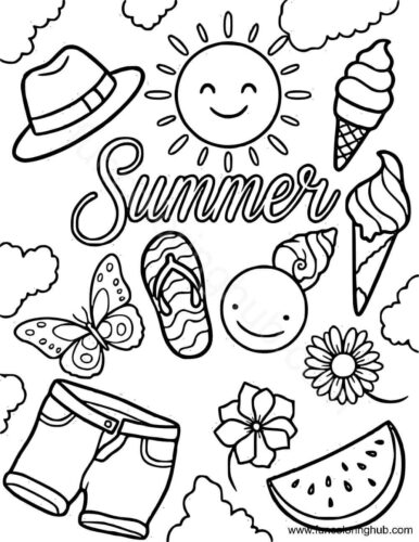 Summer Essentials Coloring Pages Summer Essentials Coloring Pages