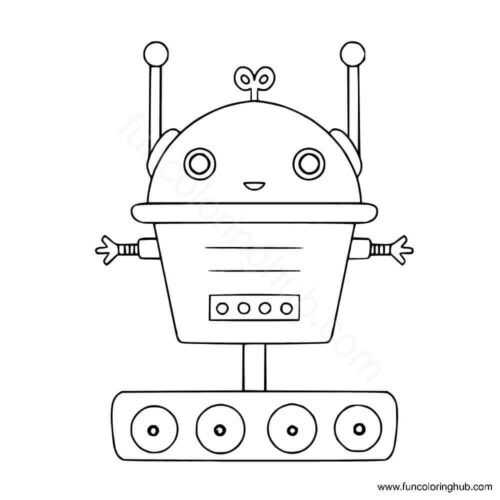Cute robot coloring page