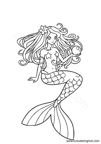 Detailed Mermaid Coloring Page
