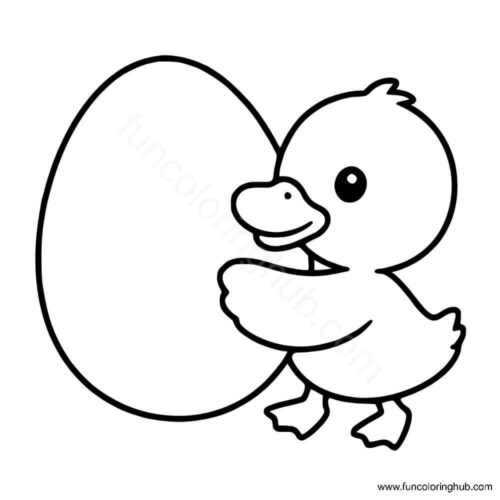 Duckling holding an egg