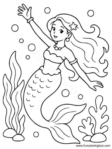Easy Mermaid Coloring Page