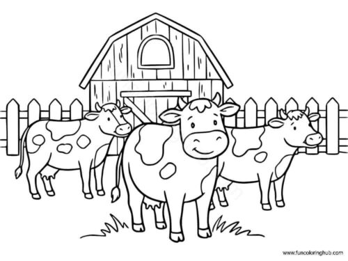 Farm Animal Cows coloring page