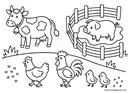Farm animals coloring images