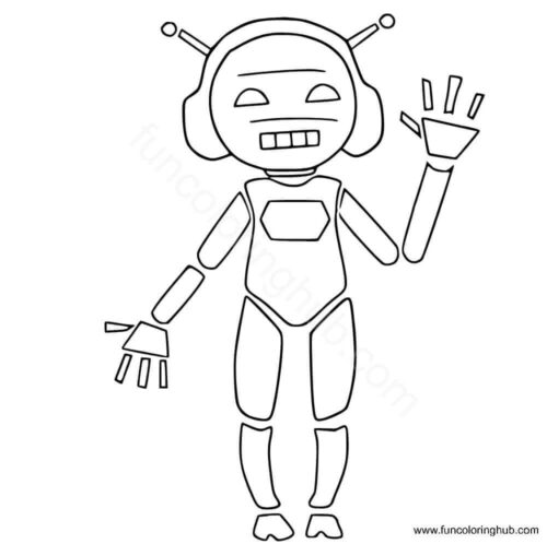 Female robot coloring page
