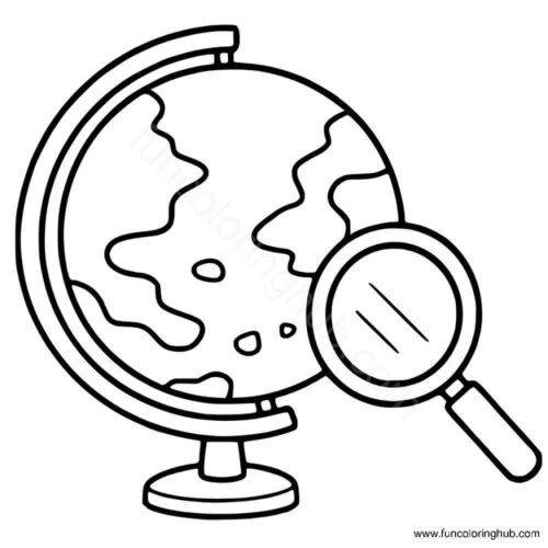 Globe and magnifying glass Globe and magnifying glass