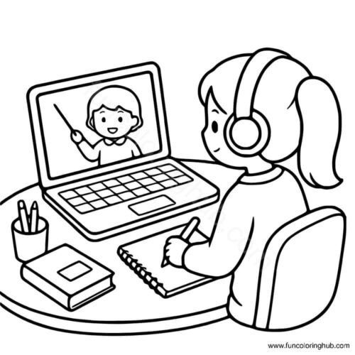 Online classes coloring page Online classes coloring page
