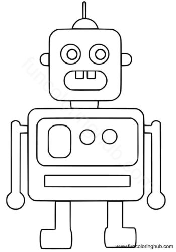 Robot coloring picture to print
