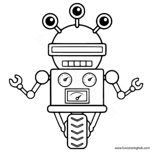 Robot on wheels coloring page