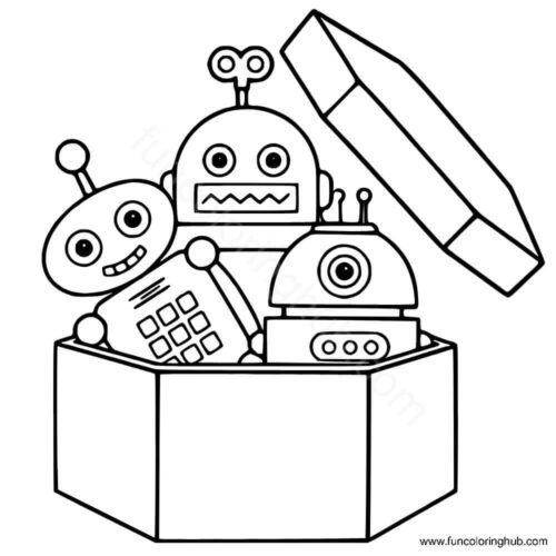 Robots coloring page