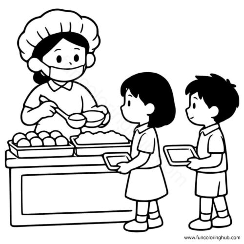 School Canteen coloring page School Canteen coloring page