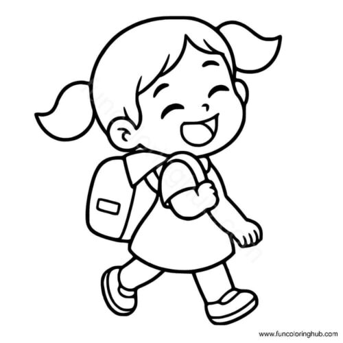 School girl coloring page School girl coloring page