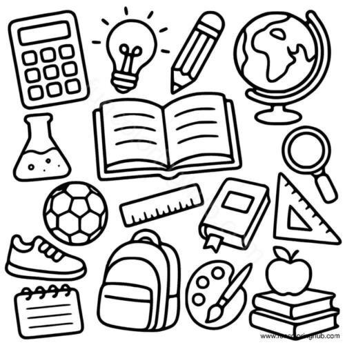 School supplies coloring page School supplies coloring page