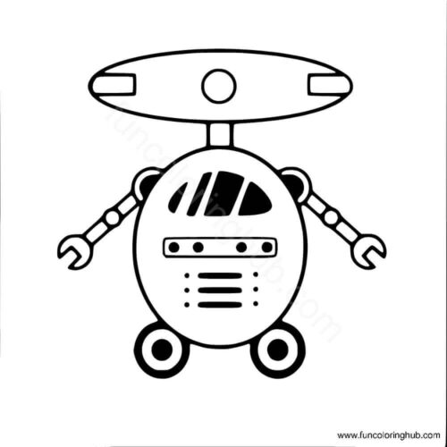 Space robot colorirng page