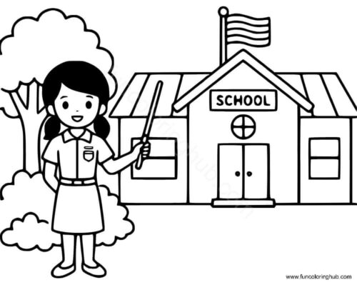 Teacher at school coloring page Teacher at school coloring page