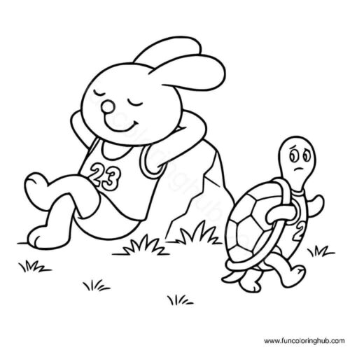 Tortoise and rabbit race story coloring page Tortoise and rabbit race story coloring page