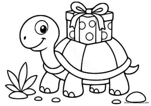 Turtle carrying a gift box Turtle carrying a gift box