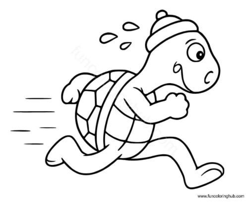 Turtle running coloring page Turtle running coloring page