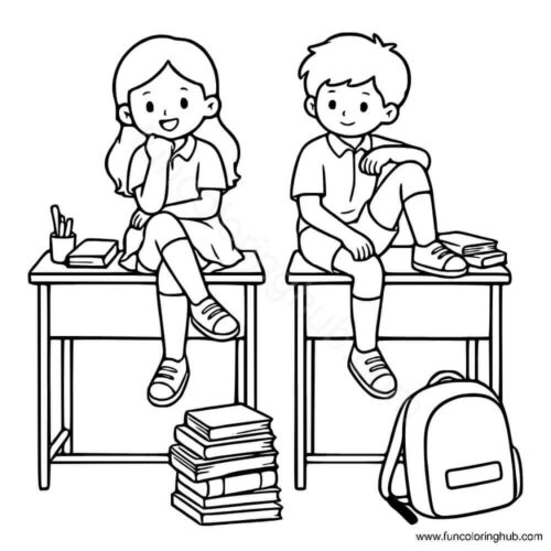 vectordesignSchool friends coloring page vectordesignSchool friends coloring page
