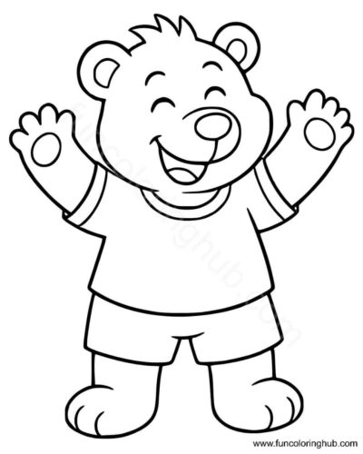 A happy cartoon bear coloring page A happy cartoon bear coloring page