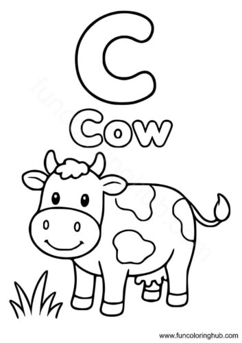 C For Cow Coloring Page