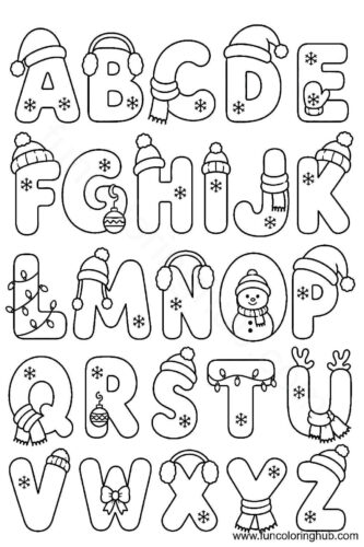 Christmas themed alphabet coloring pages Christmas themed alphabet coloring pages