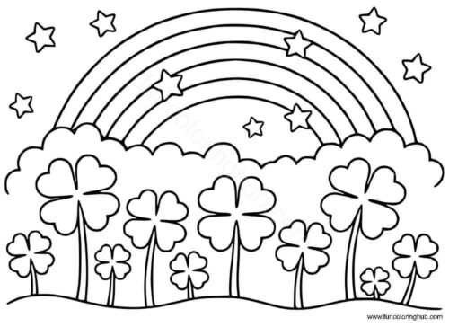 Clover and rainbow Clover and rainbow coloring page