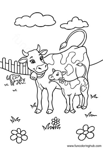 Cow And Calf Coloring Page