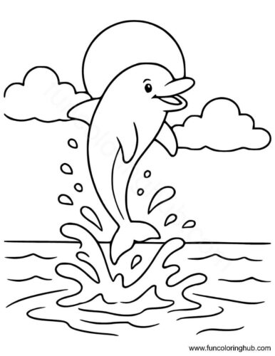 Dolphin Cartoon Coloring Page Dolphin Cartoon Coloring Page