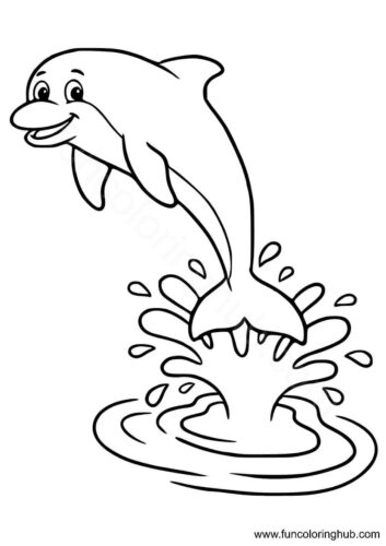 Dolphin Diving Coloring Page Dolphin Diving Coloring Page
